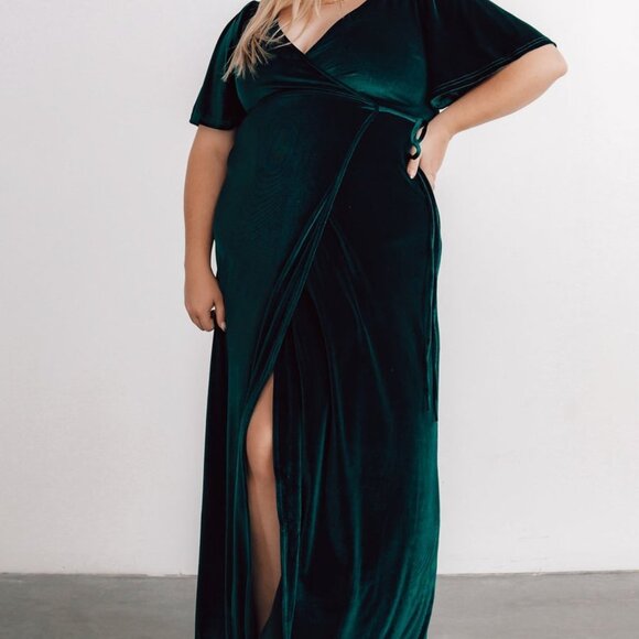 Baltic Born Meghan Velvet Wrap Maxi Dress, Emerald - XXXL, NWT - Picture 5 of 7
